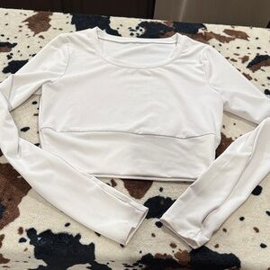 MOTF Classic White Long Sleeve Crop Top